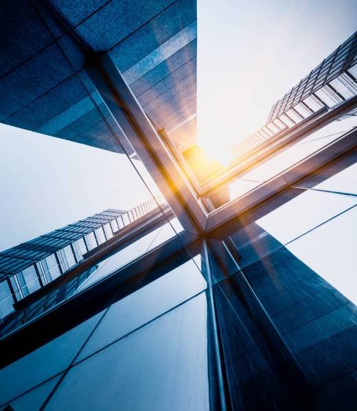 Skyscrapers from a low angle view in modern city of China.